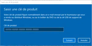 Achat de clé de produit windows