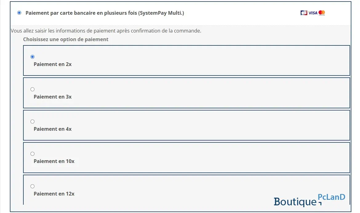 Réglez vos achats en 2, 3 ou 4 fois et 10 et 12 sans frais carte bancaire