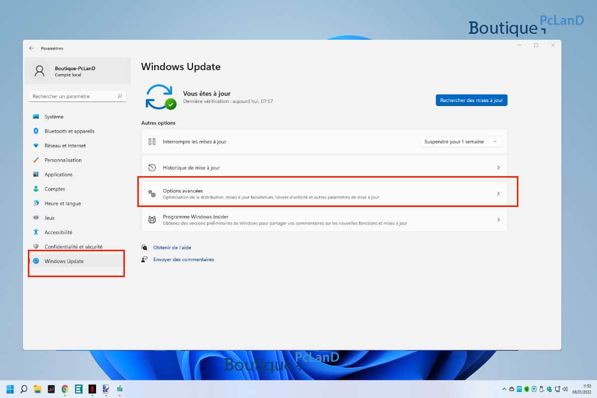 Obtenir Les Mises à Jour Facultatives Windows 11 Boutique Pcland 7890