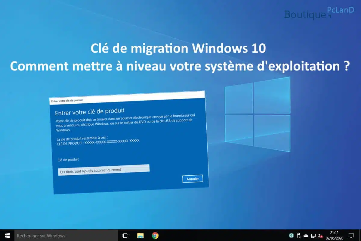 Clé de migration Windows 10 famille vers pro